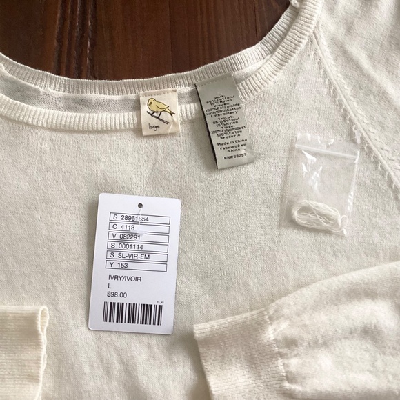 Anthropologie Ivory Mixed Media Lace Knit Boho Top NWT Size Large - Picture 8 of 11